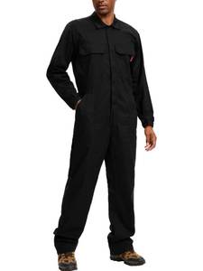 lot 2354 image: WORK IDEA Mens Coveralls Long Sleeve 100% Cotton Twill Workwear Jumpsuit Relaxed Fit, Black, XXXXL