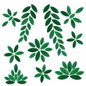 lot 2362 image: Yoption 100 Pieces Petal Mosaic Tiles, Hand-Cut Stained Glass Flower Leaves Tiles for Art Craft and Home Decorations (Green)