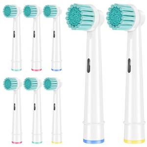 lot 2366 image: Sensitive Gum Care Replacement Toothbrush Heads Compatible with Oral B Electric Toothbrushes, 8 Pack Sensitive Clean Soft Bristles Brush Heads Refill for Oral B Pro, Genius, Vitality. White
