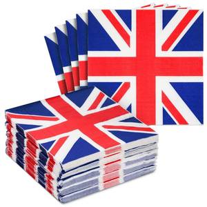lot 2374 image: Juvale British Napkins - 2-Ply, 6.5 x 6.5 in, 100 Count - Union Jack Cocktail Paper Napkins for Union Jack Party Supplies & Themed Party Decor