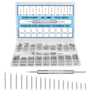 lot 2385 image: 360Pcs 8-25mm Watch Band Pins, Diameter 1.5mm Watch Band Spring Bar Link Pins with Strap Link Pin Remover Tool, Watch Repair Kit for Most Kinds of Stainless Steel Watch