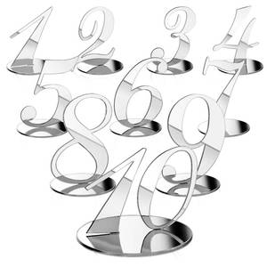 lot 2406 image: Yalikop 10 Pcs Table Numbers for Wedding 1-10 Reception Wedding Numbers Signs with Holder Elegant Mirror Table Number for Engagement Party Birthday Anniversary Event Catering(Silver)
