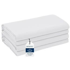 lot 2412 image: HOMTEC TwinTwin XL Size Flat Sheet 100% Cotton Percale, 2 Pack, White