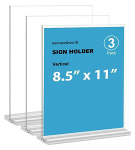 lot 2425 image: newnewshow 8.5x11 Acrylic Sign Holder 3 Pack Vertical Double-Sided Display (Optional 8.5x11 8.5x5.5 5x7 Horizontal and Vertical)