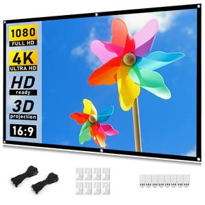 lot 2436 image: Taotique Projector Screen 72 inch, Movie Projector Screen 169 HD Foldable and Portable Anti-Crease Indoor Outdoor Projection Double Sided Video Projector Screen for Home, Party, Office, Classroom