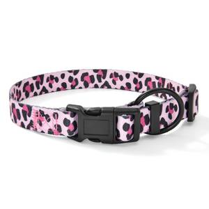 lot 2449 image: Mile High Life Nylon Puppy Dog Collar Nylon w Cute Patterns Lightweight Girl Boy Collar for SmallMediumLarge Dogs (Pink Leopard, Medium Neck 13-17)
