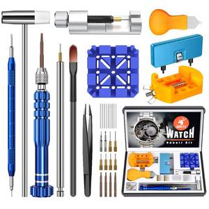 lot 2453 image: JOREST Watch Repair Kit for Battery Replacement & Link Removal, Resizing &Opener, Watch Repair and Cleaning Screwdriver Set, Wrench Back Remover, Spring Bar Tool