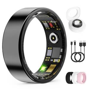 lot 2475 image: Smart Ring for Women & Men, Health Tracker Ring with Heart Rate, SpO2, Blood Pressure,Temperature, HRV & Stress, IP68 Waterproof Fitness Ring, Sleep Tracker for iPhone & Android, No App Fee(Black, 6#)