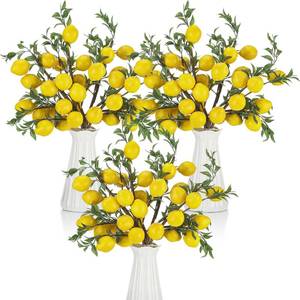lot 3518 image: Giegxin 35 Pcs Summer Lemon Decor, Fake Lemons Branch Decorations Faux Fruit Branch 5 Head Faux Lime with Stem Decorations for Home Kitchen Party Table Centerpiece Daily Decoration (19 Inch)