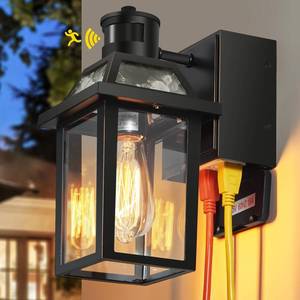 lot 3524 image: Yisuro Porch Lights with GFCI Outlet, Dusk to Dawn Outdoor Lights with Outlet, 3 Lighting Modes Exterior Light Fixture Waterproof, Outside Lights for House Front Door Patio Garage