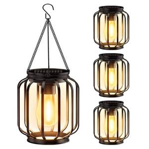 lot 3526 image: Solar Hanging Lanterns Outdoor Waterproof 4 Pack Metal Solar-Powered Lights with Hook, Bright Warm Lantern Decor for Outside, Classic Outdoor Lighting for Yard Garden Patio Porch Balcony Decorations