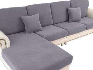 lot 3529 image: LA MEACK Couch Cushion Covers for Sectional Sofa L Shape Washable Separate Seat Chaise Couch Cover Stretch Sofa Slipcovers with 2 Pcs Pillowcases(2 Seater  1 Chaise, Light Grey)