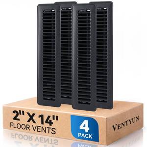 lot 3544 image: Ventyun 2 x 14 Floor Registers, 4Pack, Black Floor Vent Covers