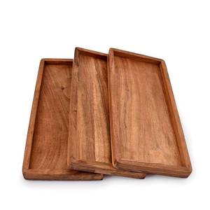 lot 3566 image: NIRMAN Acacia Wood Rectangular Wooden Platters for Home Decor, Food, Vegetables, Fruit, Charcuterie, Appetizer Serving Tray (13 x 5.5 x 0.75) (Set of 3)