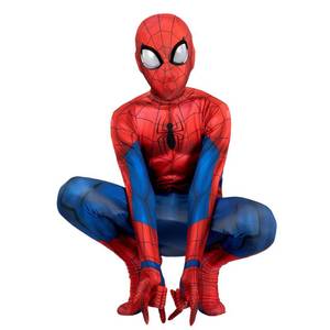 lot 4121 image: Marvel Spider-Man Official Youth Deluxe Zentai Costume - Deluxe Two-Way Stretch Spandex with Invisible Zippers and Wrist Openings for Added Convenience (M)