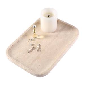 lot 4122 image: Marble Vanity Tray for Dresser Organizer, Travertine Bathroom Tray Countertop, Beige Decorative Serving Trays, Kitchen Sink Storage, Jewelry & Perfume Holder(Travertino Romano) BROKEN BUT MAY BE REPAIRABLE