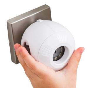 lot 4125 image: Child Safety Door Knob Cover (4 Pack) Hard-to-Remove Dual-Lock Door Handle Covers for Kids - Reusable Baby Proof Door Knob Locks - Installs Easily, No Tools Needed (White)
