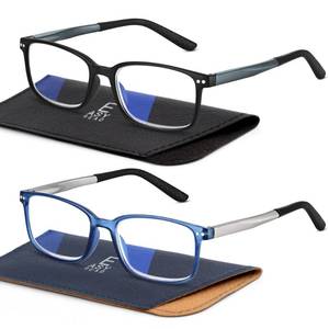 lot 4129 image: EASY READ 2 Pairs Sporty Style Reading Glasses for Men��Rectangular TR90 Blue Light Blocking Readers with Spring Hinge(Magnification 1.50,BlackBlue)