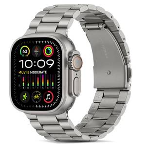 lot 4131 image: Tasikar Band Compatible with Apple Watch Band 49mm 45mm 44mm 42mm Premium Stainless Steel Metal Replacement Strap Compatible with Apple Watch Ultra 3 2 1 Series 11 10 9 8 7 6 5 4 3 2 1 SE, Titanium
