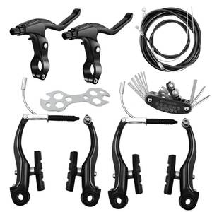 lot 4139 image: Qcdou Bike Brakes Set, V-Type Bicycle Brakes, Universal Front and Rear Bicycle Brakes, Bike Tools Set Includes Inner and Outer Callipers Cables Lever Kit, Multi-Tool Wrenches(Black)