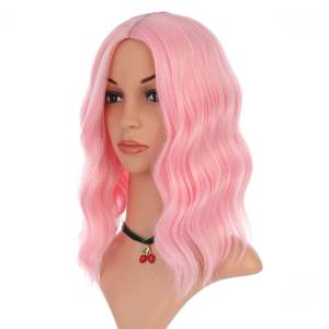 lot 4141 image: eNilecor Pink Wig,Light Pink Wigs for Women��14 Inch Colored Middle Part Bob Wig Short Curly Wavy Synthetic Natural Heat Resistant Cosplay Costume Party Wigs (Light Pink)
