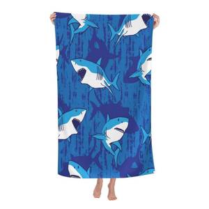 lot 4149 image: COMFAR Cute Shark Microfiber Beach Towel for Boys, Personalized Beach Towels for Kids, Sand Free Beach Towel Sandproof, Quick Dry Pool Towel 30x 60