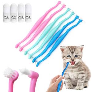 lot 4155 image: PenVinoo Dual Sided Cat Toothbrush Dog Toothbrush Finger Brush Micro Head, Suitable for Small to Large Dogs & Cats (White, Small)