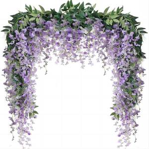 lot 4161 image: JUSTOYOU 3PCS 7FT Artificial Wisteria Vine Garland Fake Flower Wisteria Garlands for Outdoor Indoor Wedding Wall Bedroom Decoration(Purple)