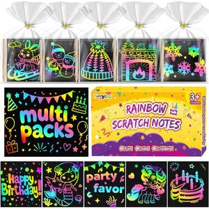 lot 4165 image: FUNNYB&G 240 PCS Rainbow Scratch Paper Art Kit for Kids, Birthday Party Favors Goodie Bags Stuffers for Kids, Bulk Classroom Gifts Scratch Mini Notes for Girls Boys Ages 4-12