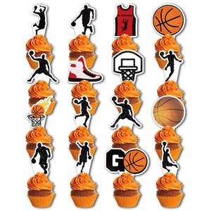 lot 4168 image: 32Pcs Basketball Cupcake Toppers Star Players Basket ball Backboard Slam Dunk Basketball Apparel Cupcake Picks for Baby Shower Kids Basketball Theme Birthday Party Decorations Supplies