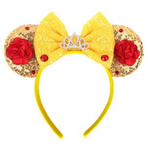 lot 6030 image: KICOFIT Mouse Ears Headbands Women Mice Ears Headhand Bows Shiny Glitter Birthday Party Themed Events (Gold 1)