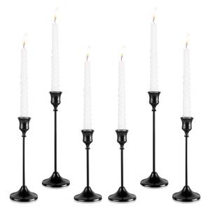 lot 4190 image: Tunyet Candlestick Holders, 6PCS Metal Taper Candle Holder, Black Candle Holders for Candlesticks, Candle Holder for Wedding Fireplace Mantel Housewarming Gift