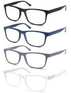 lot 4195 image: OLOMEE Large Reading Glasses Mens Wide Oversized Readers 1.50 Lightweight Square Eyeglasses for Reading for Big Head Men 4 Pack with Spring Hinge