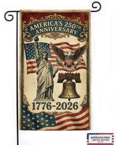 lot 4204 image: 250 Years America Patriotic Garden Flag,250th Anniversary USA Summer Flag for Outside Double-Sided with Eagle Design, 4th of July Commemorative, 12 x 18 Inch(Retro)