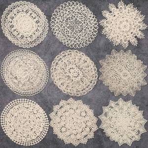lot 4207 image: Mimorou 18 Pcs 10 Inch Lace Doilies for Tables, Beige Crochet Lace Placemat