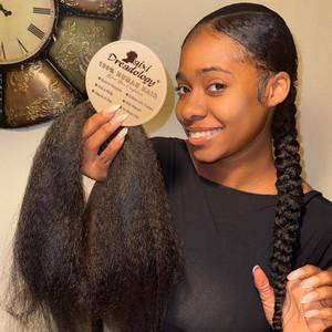 lot 4212 image: DAIXI Braiding Hair Pre Stretched Afro Kinkys Bulk Human Hair for Box Braids and Twists Easily Seperated Natural Soft Yaki Straight Texture Crochet Hair Extensions (1B 50g, 14 Inch)