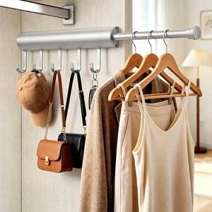 lot 4218 image: Valet Rod Closet Pull Out 12 Inch Retractable Organizer for Closet Silver