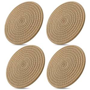 lot 4227 image: ME.FAN 7 Inch TrivetsPotholders 4 Set Cotton Thread Weave Trivets for Pots and Pans - Large CoastersHot Pads to Protect Desktop & Countertop - Brown