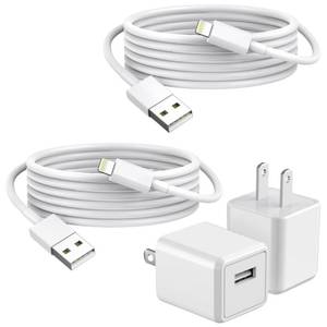 lot 4232 image: iPhone Charger,2Pack 6FT USB Wall Charger Fast Charging USB Cable Charging Cube Travel Plug Block with 6Foot Fast Cuble Lightning Cable Cord for iPhone 14 13 12 11 Pro Max XS XR X 8 7 SE2022 iPad