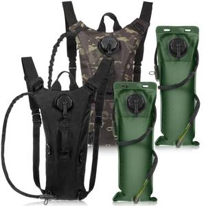 lot 4247 image: Sanwuta 2 Pcs Hydration Backpack with 3 Liter Water Bladder Tactical Lightweight 17.72 x 7.87 Inch Hydration Pack Backpack Water Backpack Hydration Bag Water Bag for Hiking Running (Black, Black Camo)