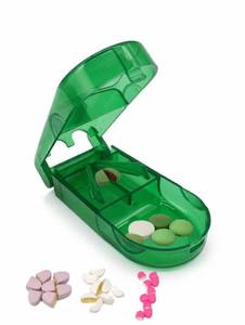 lot 4248 image: Wloadry Pill Cutter, Precise 12 Pill Splitter for Small and Large Pills, Portable Medicine Divider with Storage Compartment, for Travel and Daily Use (Green, Clear Mini)