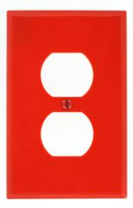 lot 4260 image: Leviton 1-Gang, 1-Duplex, Midway Nylon Wallplate, Midway Size, 1 Pack, PJ8-R, Red