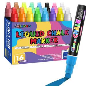 lot 4261 image: Window Chalk Markers for Cars Glass Washable, 16 Colors Jumbo Liquid Chalk Marker Pens with 10mm 3 in 1 Nib Wide Tips, Big Chalkboard Markers Car Window Paint Pens for Auto, Bistro, Mirror, Poster
