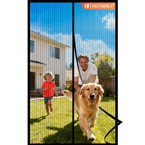lot 4266 image: METAONLY Magnetic Screen Door Mesh, Works for Patio, Sliding Door, Keeps Bug Mosquito Out, Fresh Air Flow, Fits 32 x 80 Door - Curtain Size 34 x 82, Black