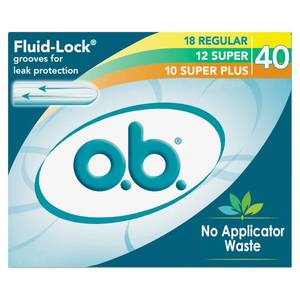 lot 4275 image: o.b. No Applicator Tampons Multipack (RegularSuperSuper Plus), 40 ct
