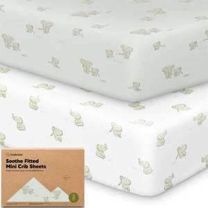lot 4283 image: 2-Pack Mini Crib Sheets Fitted, 38x26 Pack N Play Mattress Sheets (Elly)