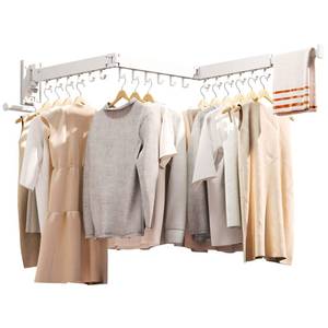 lot 5014 image: ZdwCyl Clothes Drying Rack,Laundry Drying Rack Wall Mount, Wall Mounted Clothes Rack,Retractable,Collapsible(Tri-Fold),Drying Rack Clothing,can Fold Upward & Left & Right,Space Saver, White Color