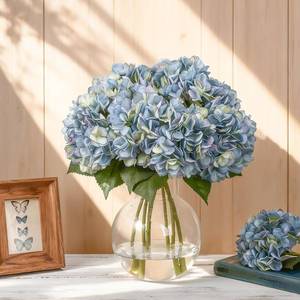lot 5021 image: Suncalla 8 Pcs Blue Hydrangea Artificial Flowers 18 Inch Valentines Faux Hydrangea Flowers with Stems Fake Bouquet Bulk Realistic Floral for Spring Summer Wedding Home Table Indoor Decoration