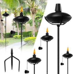 lot 5024 image: FAN-Torches 6 Pack Home Garden Torch, Outdoor Metal Torch Garden D�cor,55-Inch Upgraded Citronella Torches with 3-Prong Grounded Stake, Metal Light Torches for Party Patio Pathway (More Stable)