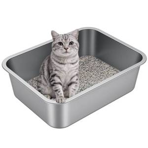 lot 5027 image: Idymere Stainless Steel High Sided Cat Litter Box